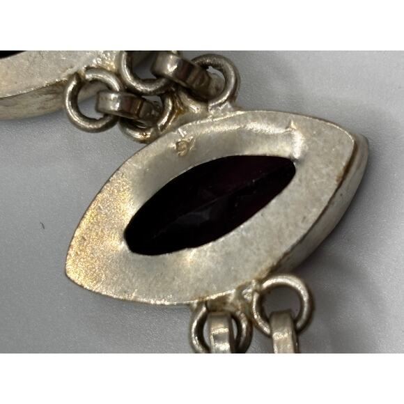 Sterling Silver Pink Red Marquis Gem Bracelet - Picture 6 of 16